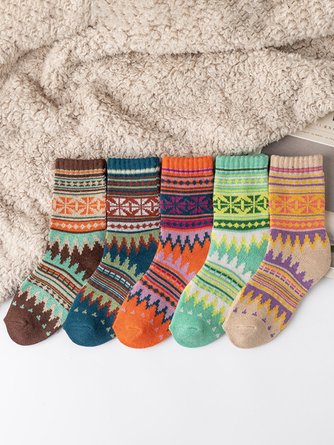 1Pcs Multicolor Ethnic Pattern Cotton Socks Set Autumn Winter Casual Home Warm Accessories