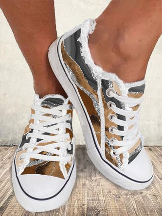 Abstract Printed Casual Lace-Up Canvas Shoes