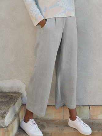 Cotton And Linen Casual Plain Casual Pants