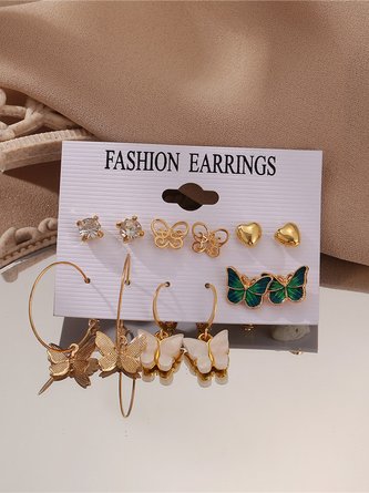 Casual Butterfly Pattern Earrings Multi-Piece Set Daily Commuting Versatile Jewelry
