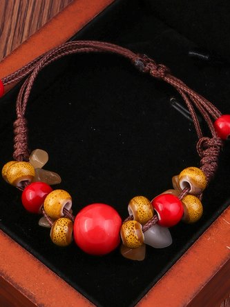 Vintage Boho Beaded Ceramic Bracelet Ethnic Beach Jewelry