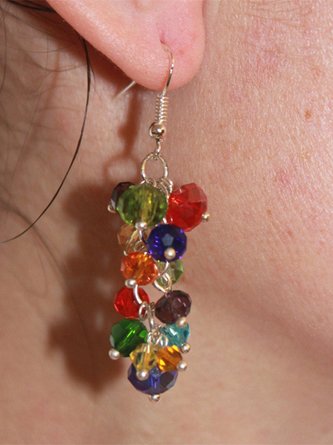 Ethnic Vintage Colorful Crystal Beaded Earrings Boho Vacation Beach Jewelry