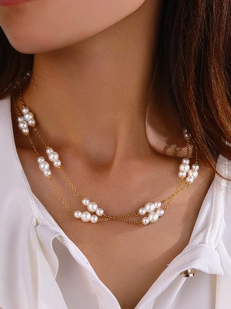 Everyday Getaways Pearl Beaded Layered Necklaces Beach Party Jewelry