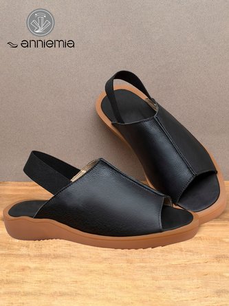 Black Simple Portable Peep-toe Sandals