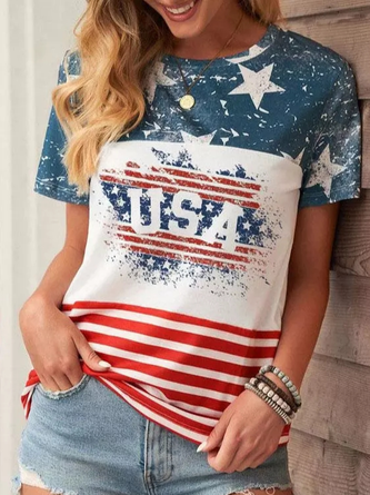 Casual USA Crew Neck Loose T-Shirt