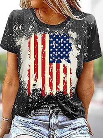 Loose Casual America Flag T-Shirt