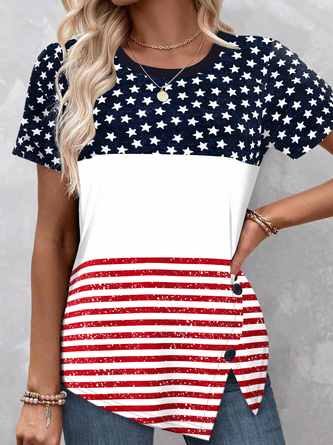 Striped Crew Neck Casual Regular Fit T-Shirt