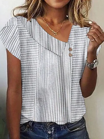 Striped Loose Casual Blouse | justfashionnow