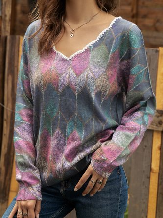 Simple & Basic Floral-Print Shift Long Sleeve Sweater