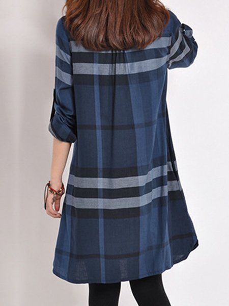 blue plaid shirt dress