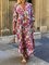 Plus Size Caftan V-Neck Printed Vintage Maxi Weaving Dress