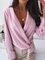 V-Neck Long Sleeve Solid Shirts & Blouses