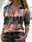 Shirt Collar Casual Cotton-Blend Abstract Long Sleeve Tops