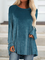 Long sleeve round neck plain color patterned velvet Korean velvet elastic fabric Christmas medium long top T-shirt women