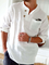 Cotton Linen Style Loose Casual Solid Color Men's Round Neck Button Roll Sleeve Men's Shirt