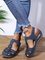 JFN Three-dimensional Flowers Hollow Straps Toe Wedge Sandals