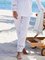 Beach Holiday Casual Regular Fit Cotton Solid Pants