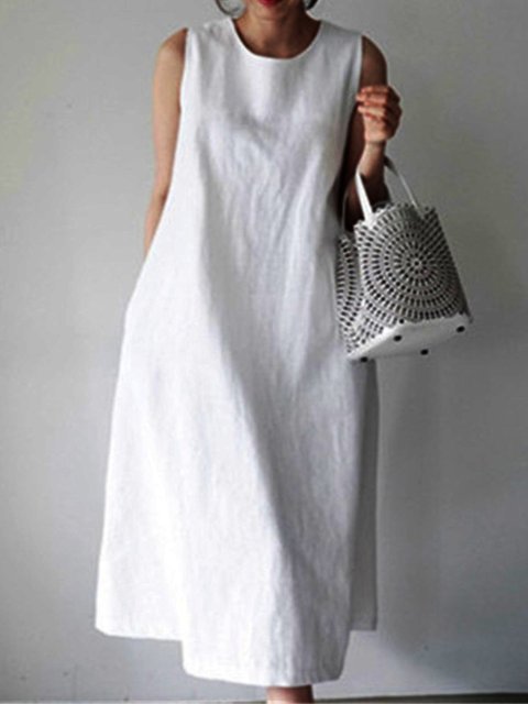 plain white casual dress