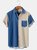 Mens Color-block Print Casual Breathable Chest Pocket Short Sleeve Hawaiian Shirts
