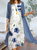 Casual Vacation Floral Regular Fit Cotton Blends Sleeveless Maxi Dress Suits