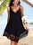 JFN V Neck Solid Lace Sleeveless Beach Vacation Mini Dresses