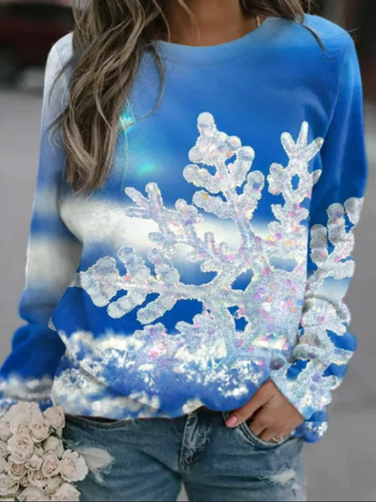 Christmas Snowflake Casual Loosen Sweatshirts