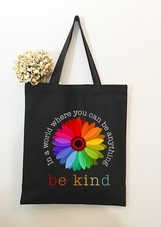 Daisy In A World Where You Can Be Anything Be Kind Plant Graphic Shopping Tote