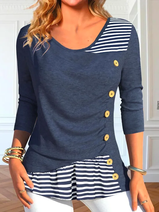 Striped Casual Buttoned Long Sleeve Shirt