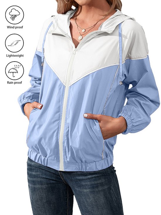 Casual Color Block Shawl Collar water proof Regular Fit Jacket