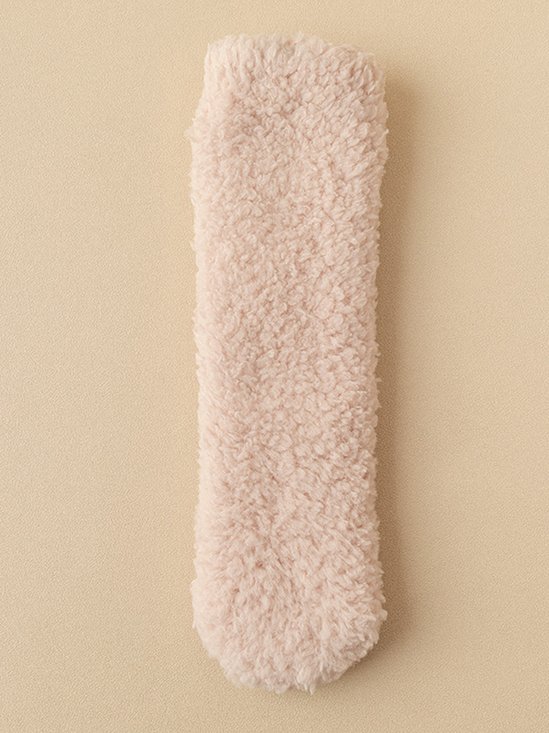1pair Women Minimalist Solid Warmth Fuzzy Socks