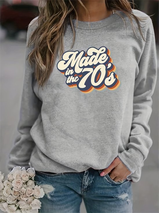 Women's Streetwear Monogram Slogan Loose Crew Neck Sweatshirt