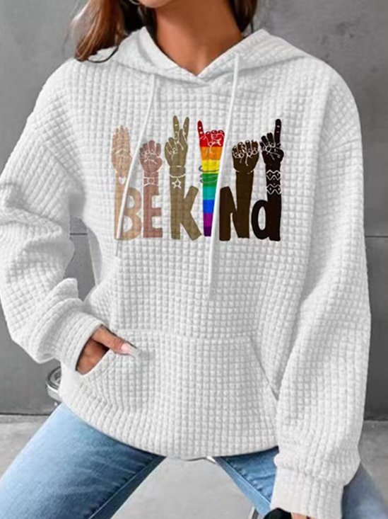Casual Text Letters Crew Neck Regular Fit Hoodie