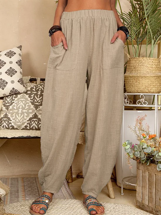 JFN Cotton & Linen Harem Pants Yoga Pants with Pockets