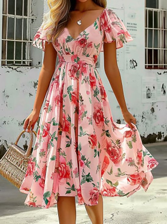 Chiffon Vacation Floral Dress