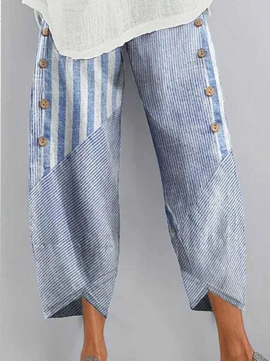 Women's H-Line Harem Pants Daily Going Out Pants Casual Cotton Striped Spring/Fall Pants