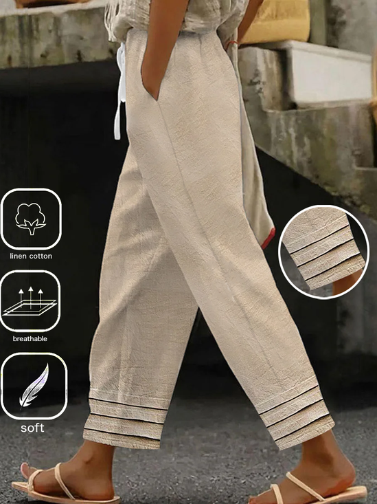 Women's H-Line Straight Pants Daily Going Out Pants Casual Pocket Stitching Cotton Plain Spring/Fall Pants