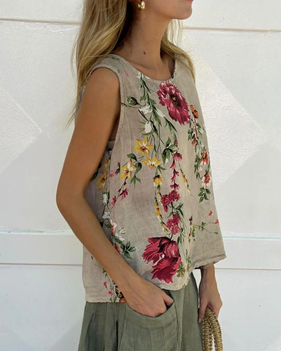 Women's Sleeveless Tank Top Camisole Summer Floral Crew Neck Daily Going Out Casual Top As Picture