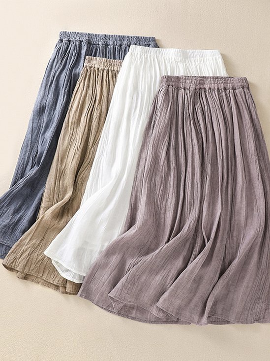 Casual Plain Loose Cotton Skirt