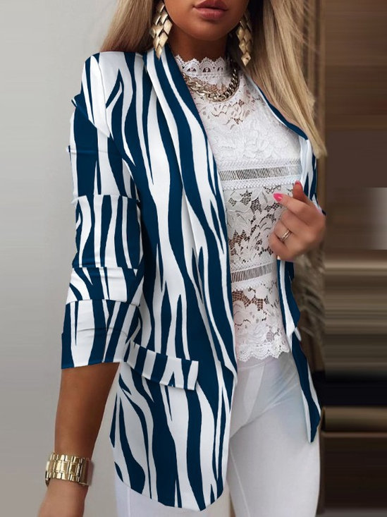 Women's Spring/Fall Outerwear Casual Geometric Long Sleeve Regular Blazer