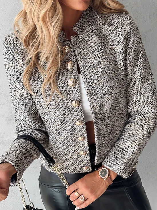 Plain Loose Casual Buckle Jacket