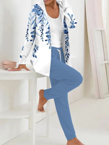 Women's Jersey Geometric Daily Going Out Two Piece Set Long Sleeve Casual Spring/Fall Top With Pants Matching Set