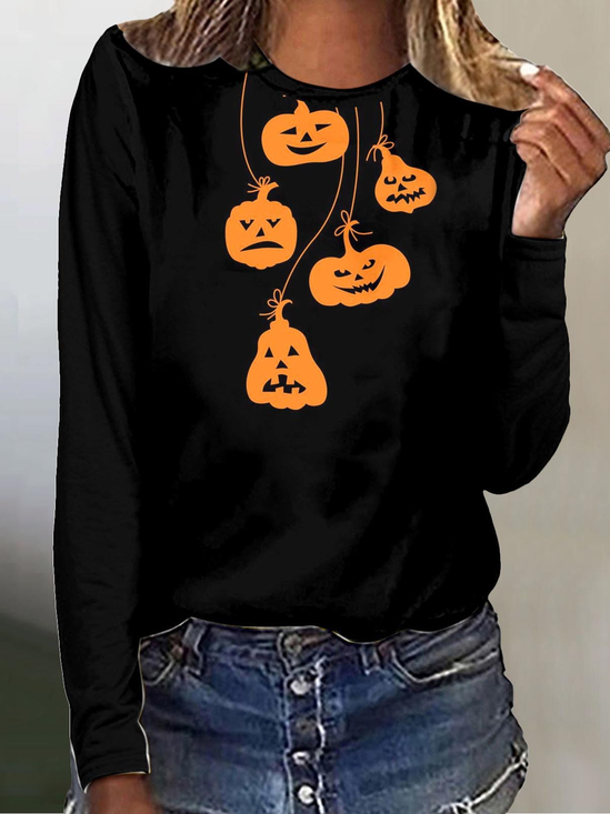 Women's Long Sleeve Tee T-shirt Spring/Fall Halloween Jersey Crew Neck Daily Going Out Casual Top