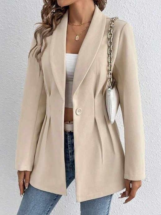 Women's Spring/Fall Outerwear Casual Plain Long Sleeve Lapel Collar Mid-long Blazer