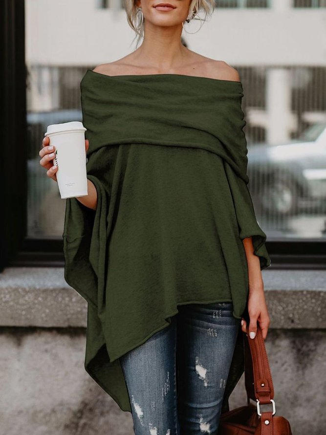 asymmetric batwing off shoulder blouse