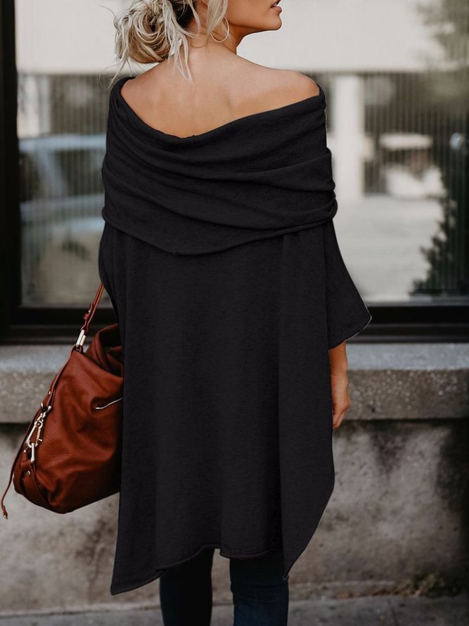 asymmetric batwing off shoulder blouse