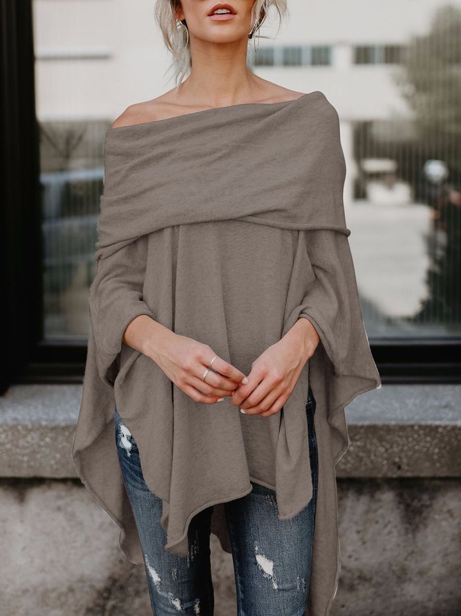 asymmetric batwing off shoulder blouse