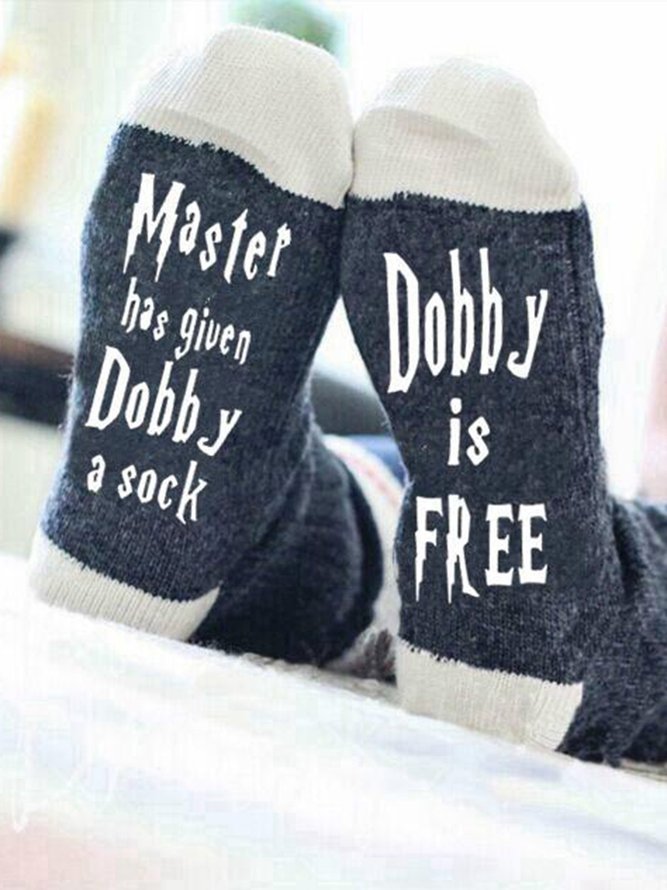 Mens Womens Master has given Dobby a Socks  Cotton Letter Socks