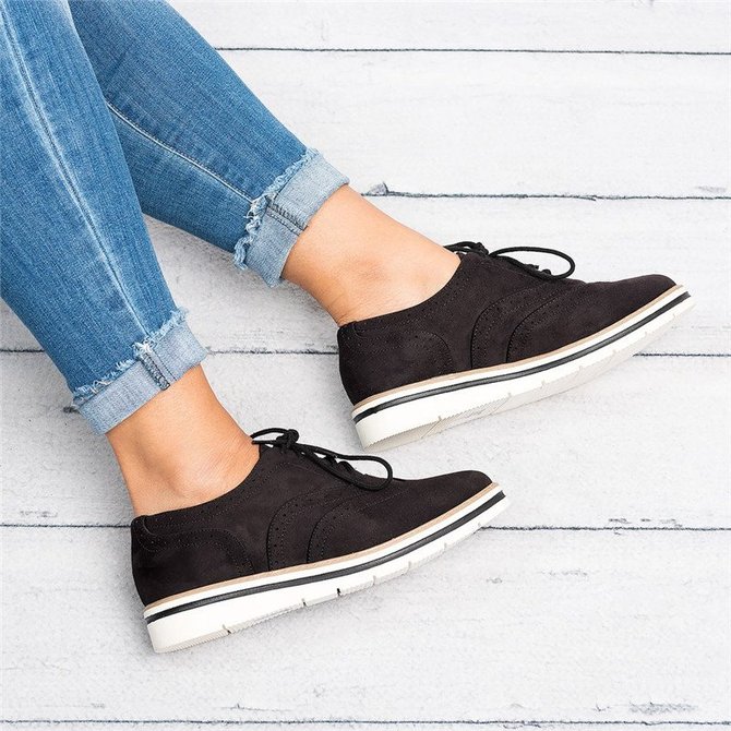 Women's Lace Up Perforated Oxfords Shoes Plus Size Casual Shoes | Women ...