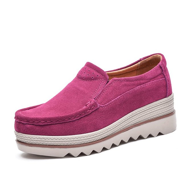 Womens Breathable Suede Round Toe Slip On Platform Shoes | Women Shoes ...