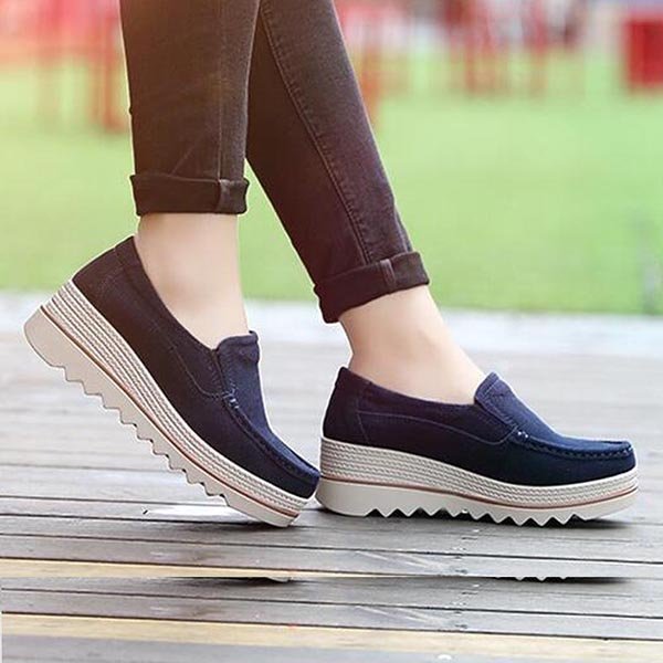 Womens Breathable Suede Round Toe Slip 